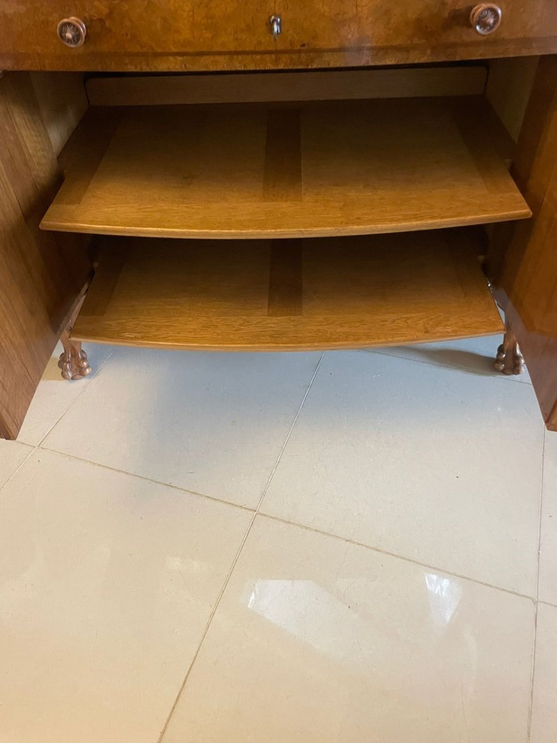 Outstanding Quality Large Antique Carved Burr Walnut Bow Fronted Sideboard - Image 4